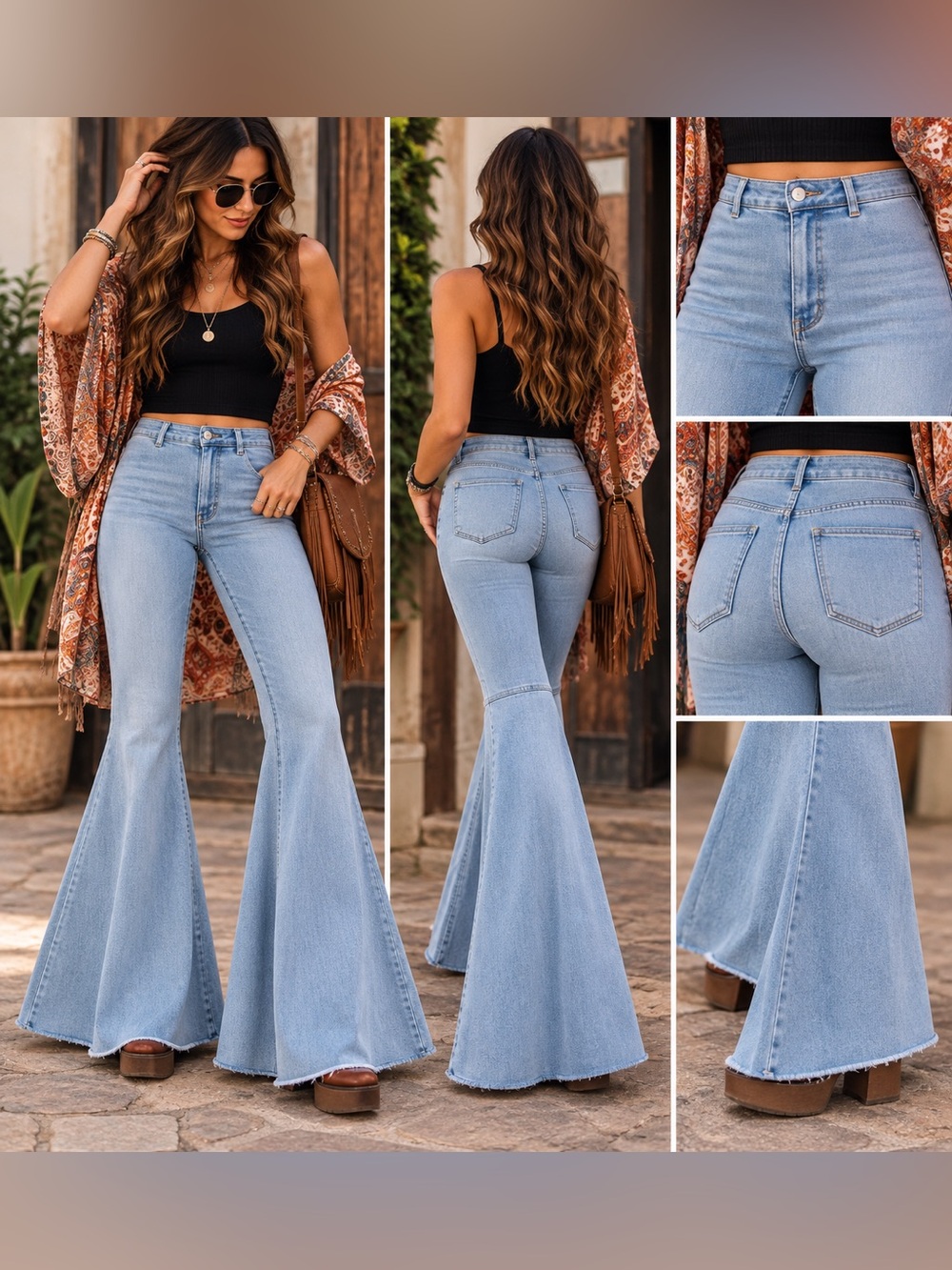 FREE PEOPLE We The Free Just Float On High Rise Super Flare Jeans EUC